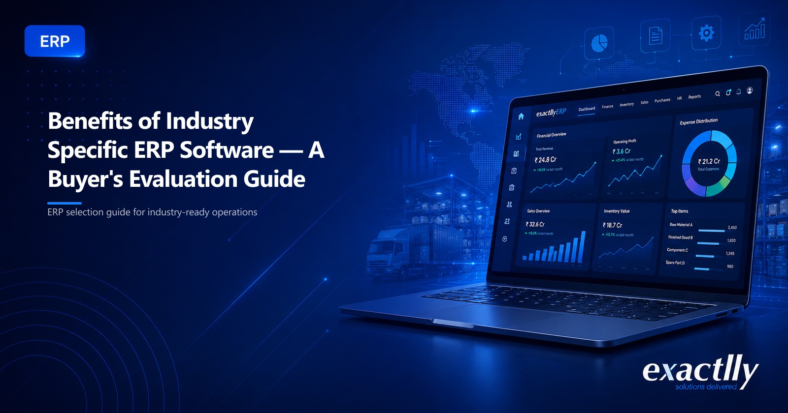 Owner, finance head, and operations head comparing generic ERP against industry-specific ERP across customisation cost, compliance fit, and implementation timeline
