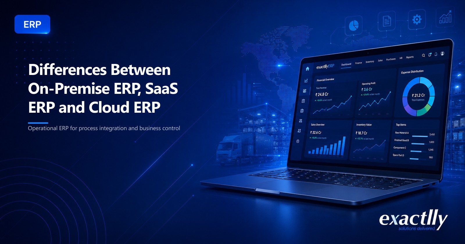 Owner, finance head, and IT lead comparing on-premise, SaaS, and cloud ERP deployment shapes against operational requirements at a mid-size manufacturing business