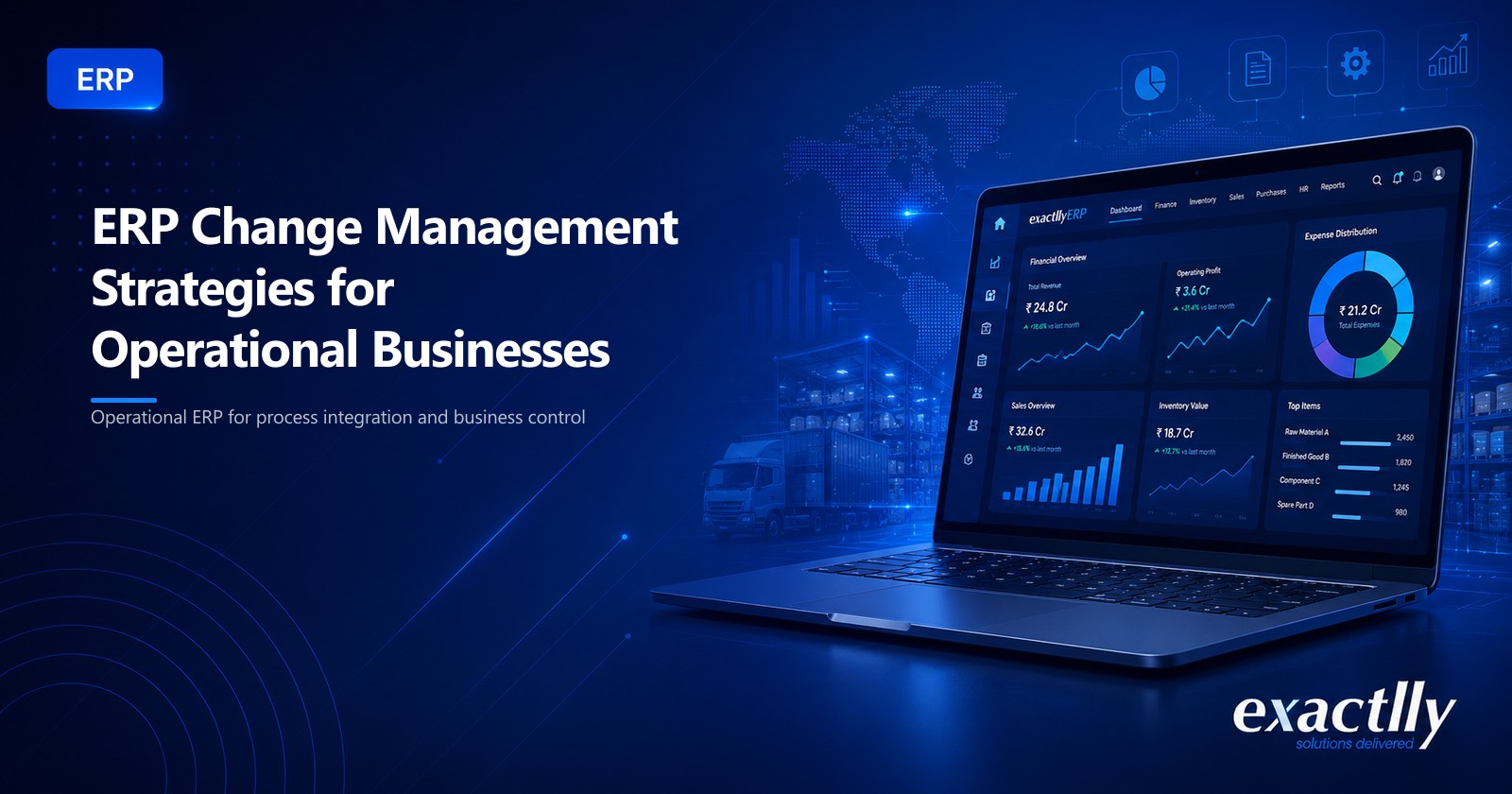 Change lead and operations head reviewing ERP adoption progress across departments showing user proficiency, parallel-tool persistence, and workflow adherence at growing operational business