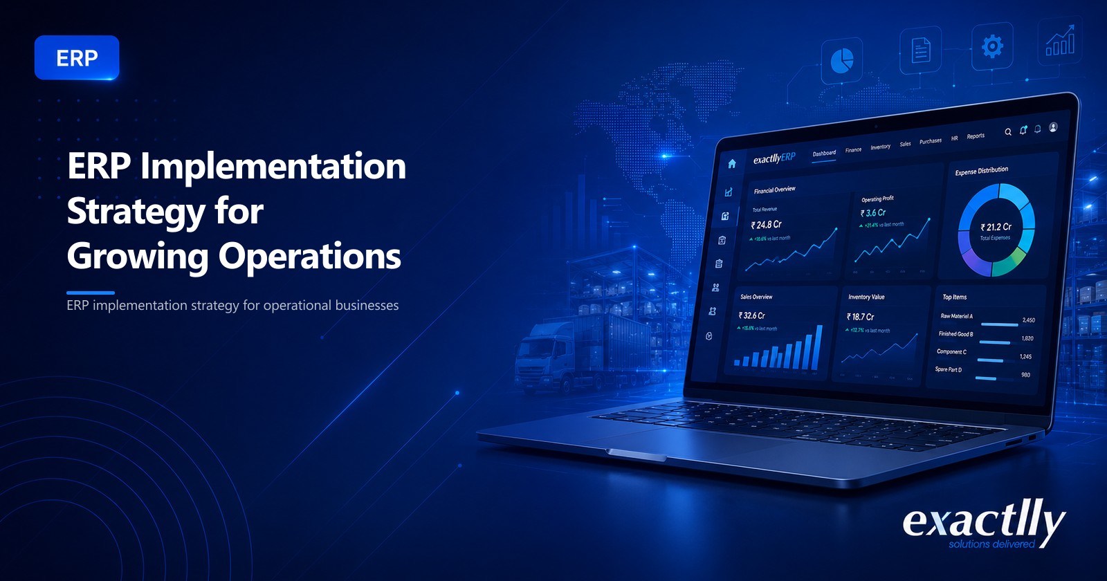 Project lead and operations head reviewing ERP rollout milestones, master data readiness, configured workflows, and go-live discipline through structured implementation governance