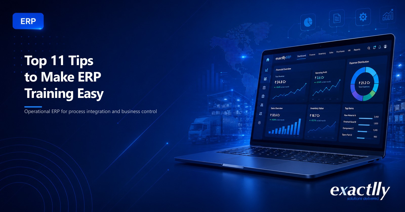 Operations head, accountant, dispatch supervisor, and production planner reviewing role-based ERP training sessions with vendor consultant and post-go-live support owner